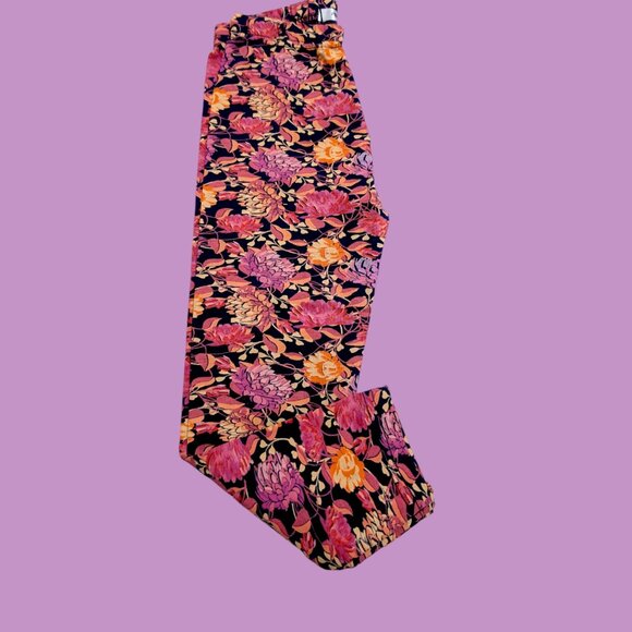 Pepco Full length Soft Cotton leggings Skinny Fit NavyBlue with Pink Floral NWOT - Picture 3 of 4